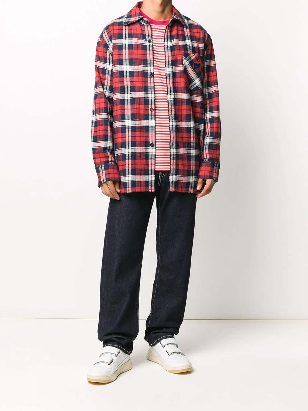 Face patch plaid overshirt - 2