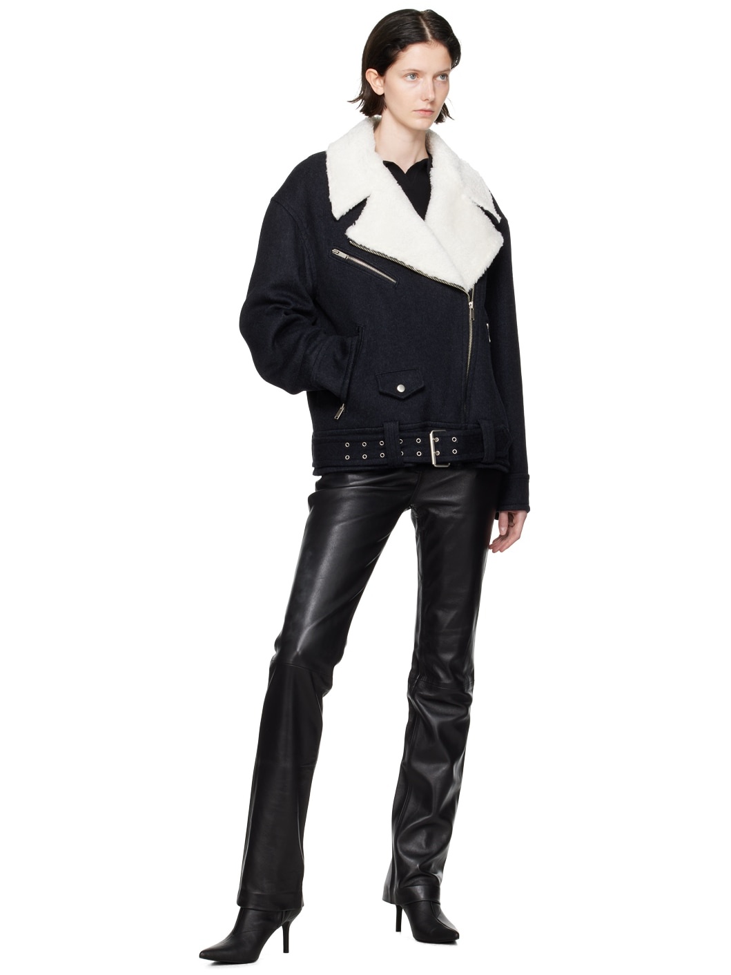 Black Rebecca Leather Pants - 4