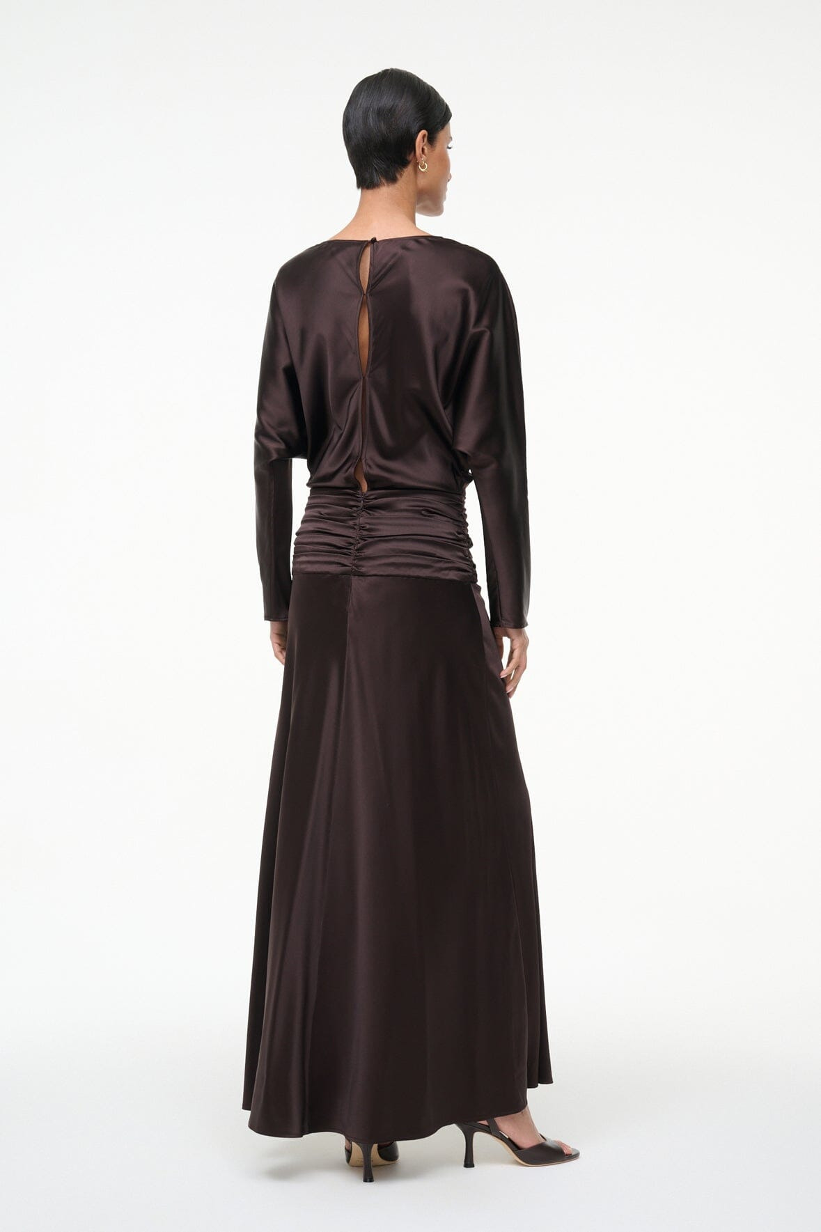 STAUD FREDA SILK DRESS EARTH - 4