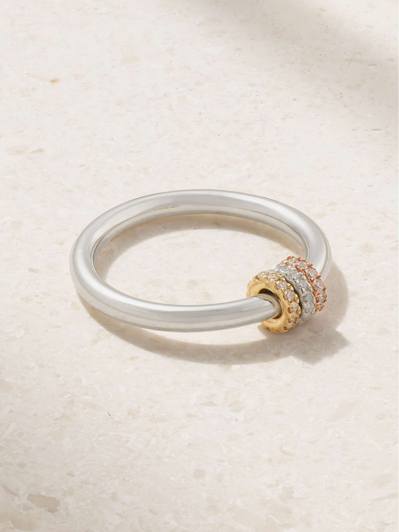 Sirius sterling silver and 18-karat yellow and rose gold diamond ring Silver - 1