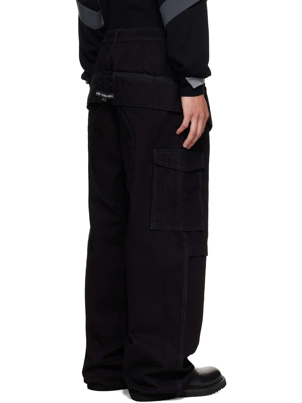 Black Double Waist Work Wide-Leg Jeans - 3