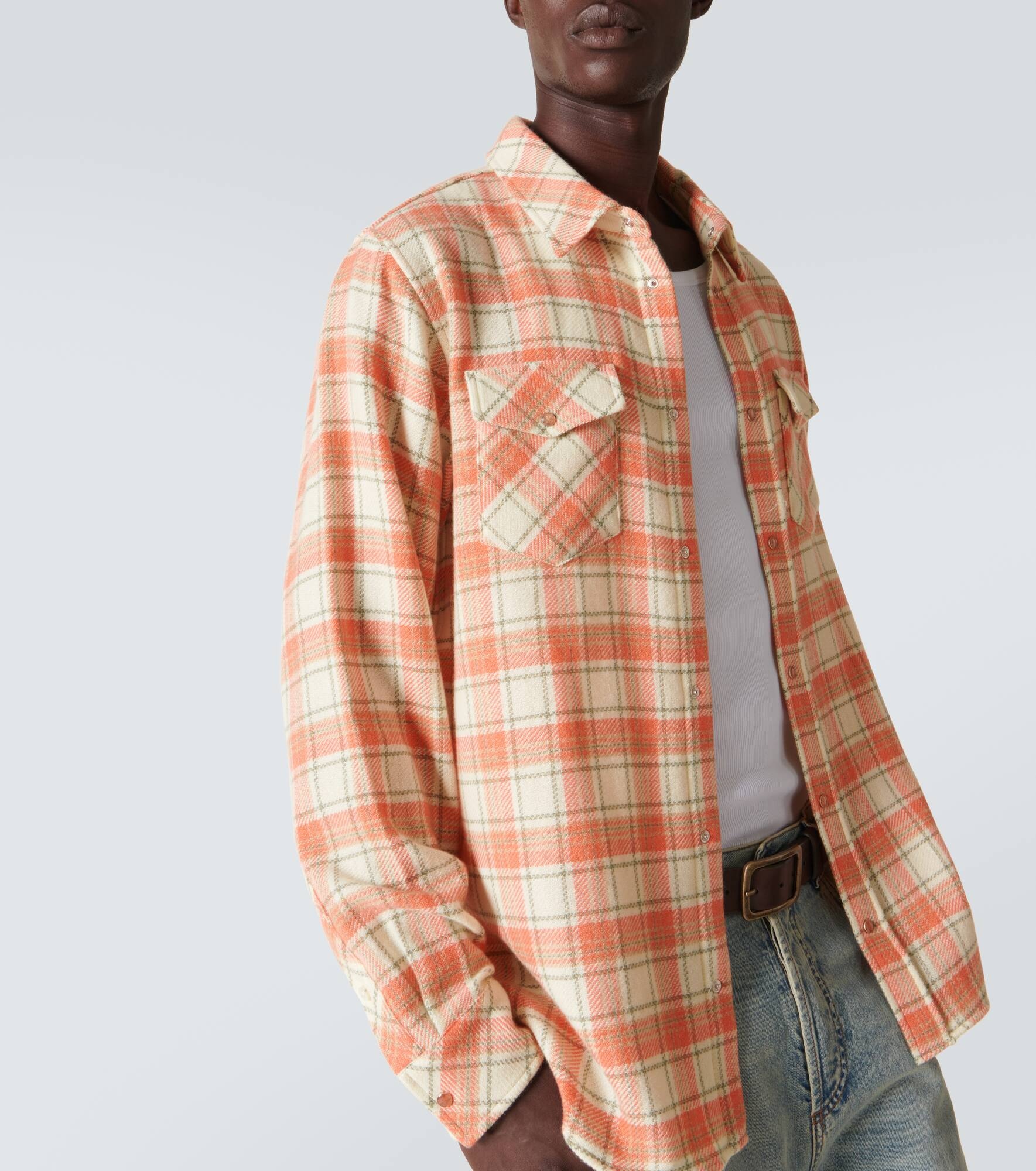 Plaid cashmere shirt - 5