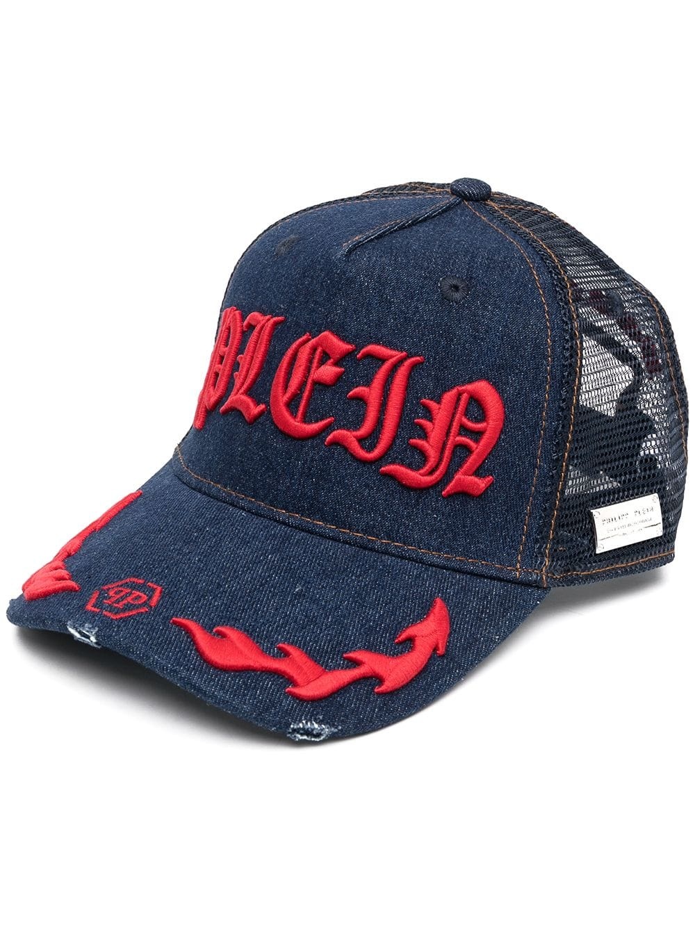 Gothic logo-embroidered denim baseball cap - 1