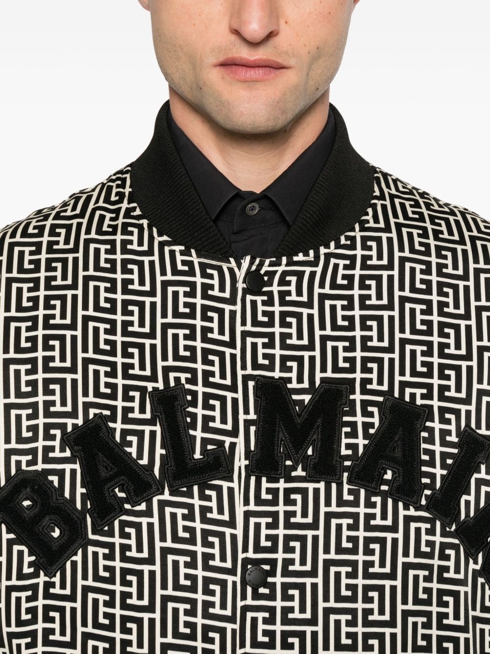 geometric-pattern bomber jacket - 5