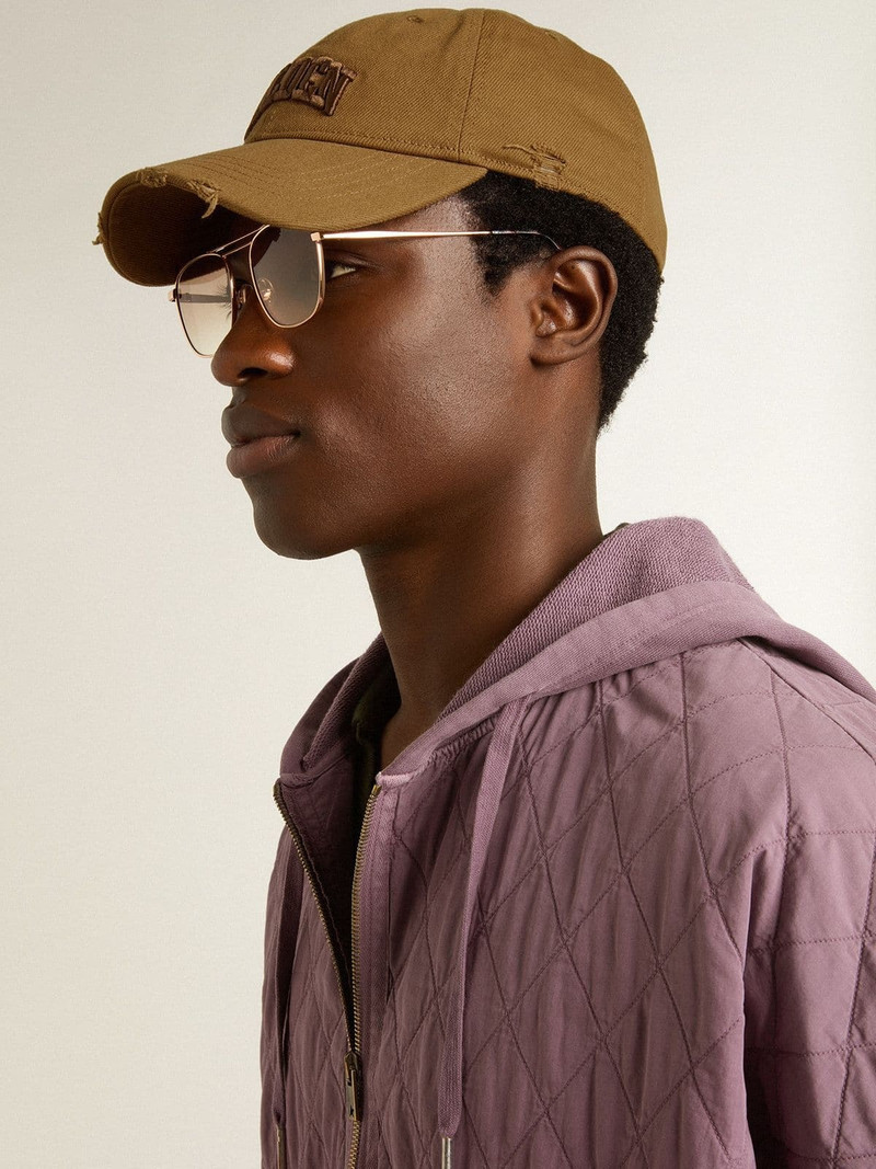 Beige cotton baseball cap with a lived-in finish 3