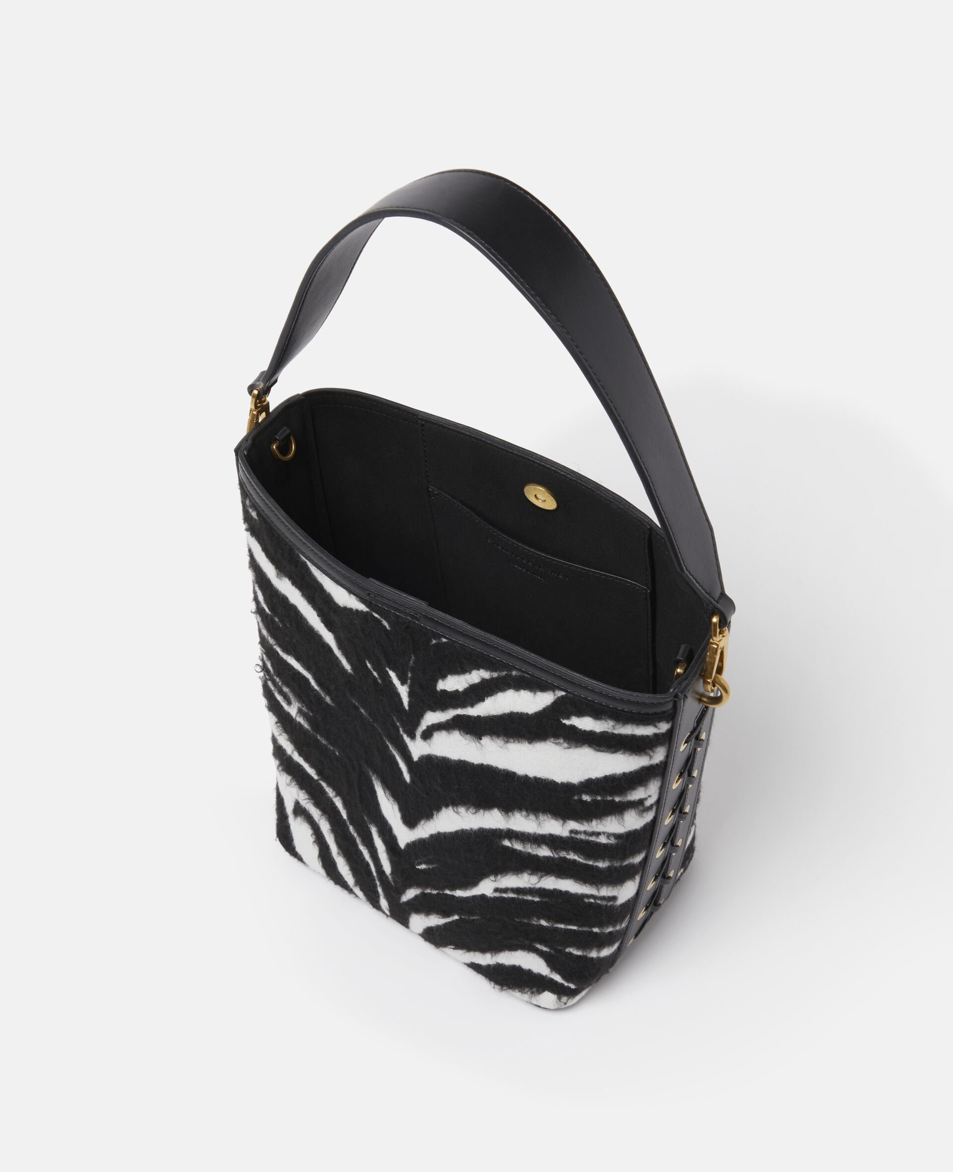 STELLA MCCARTNEY ◆ Frayme Tiger Raffia Bag Stella McCartney Black Vegan Leather Woven Raffia Tiger
