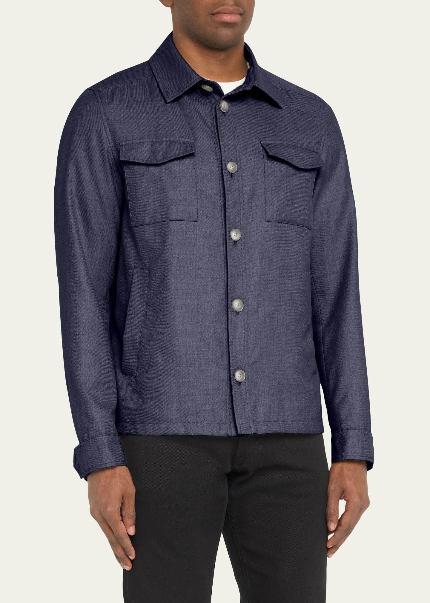 Men's Coated Cashmere-Blend Overshirt - 4