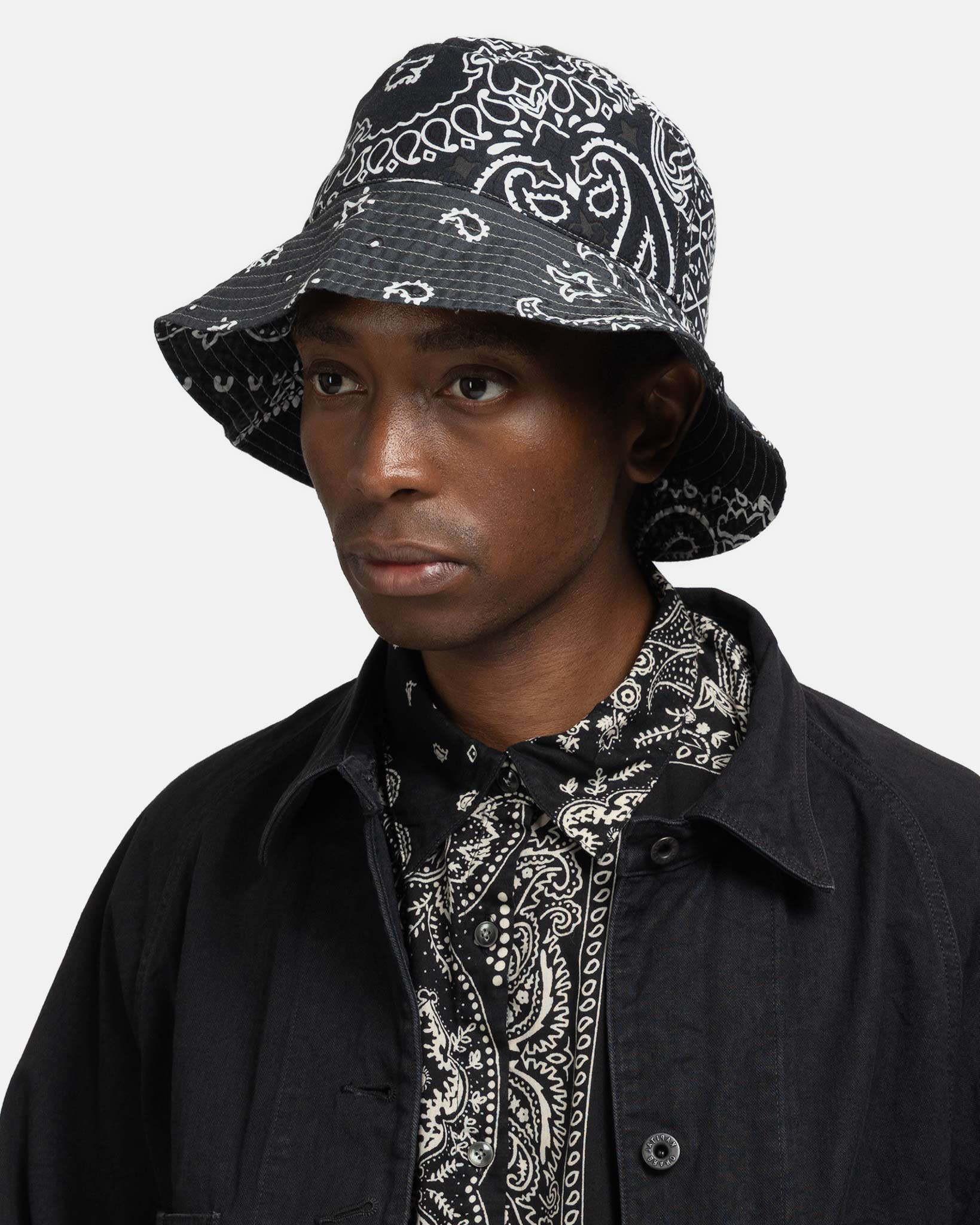 Bandana Patchwork BUCKET Hat Purple Black - 2