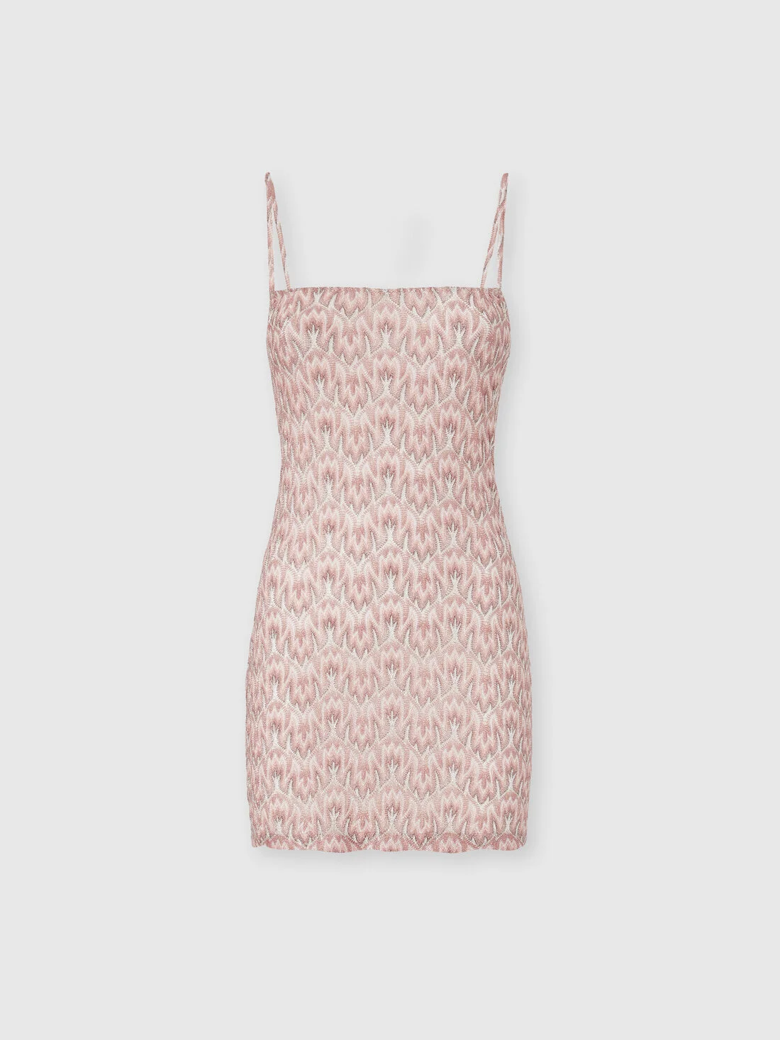 Mini cover-up dress in lamé viscose with foliage motif - 1