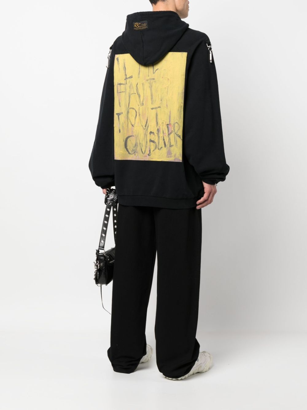 artwork-print cotton hoodie - 3