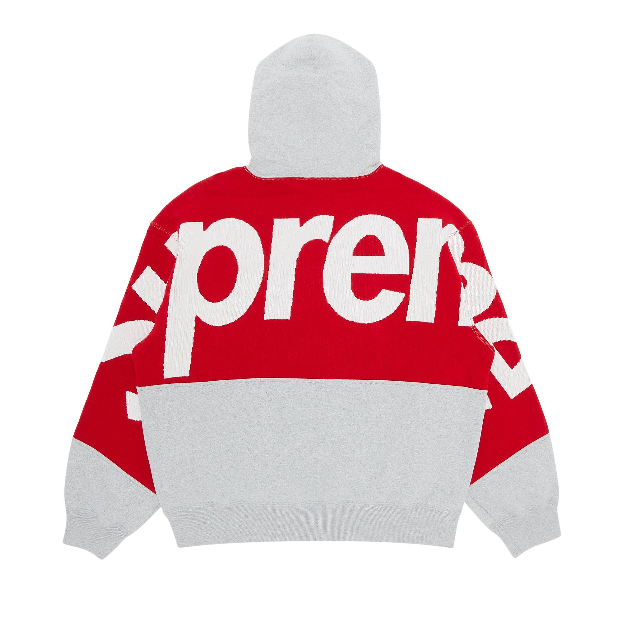 Supreme Big Logo Jacquard Hooded Sweatshirt 'Heather Grey' - 2