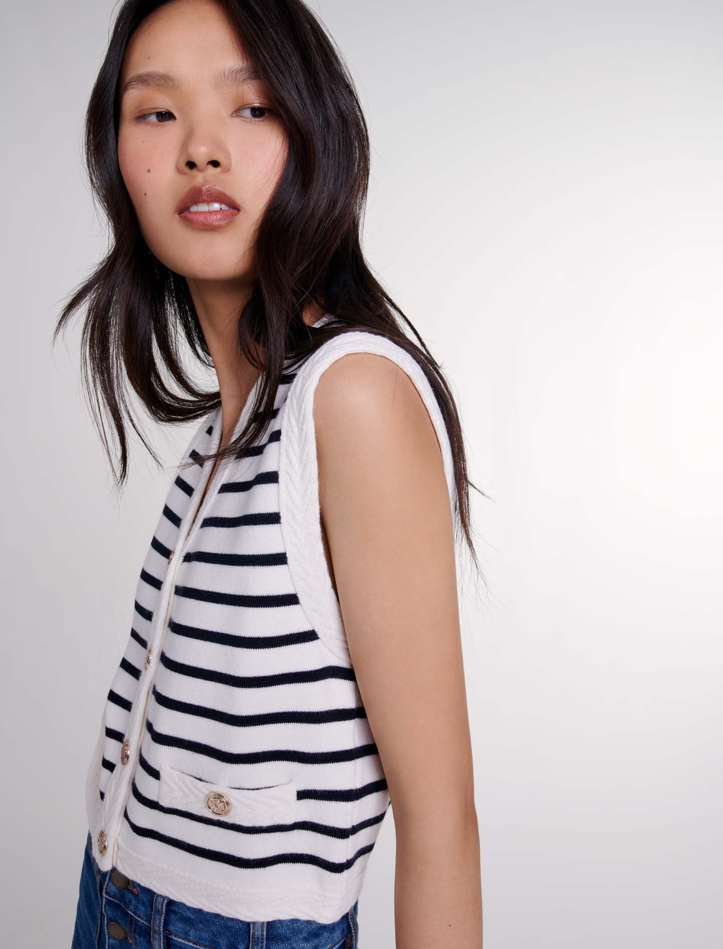 Sleeveless striped cardigan - 8