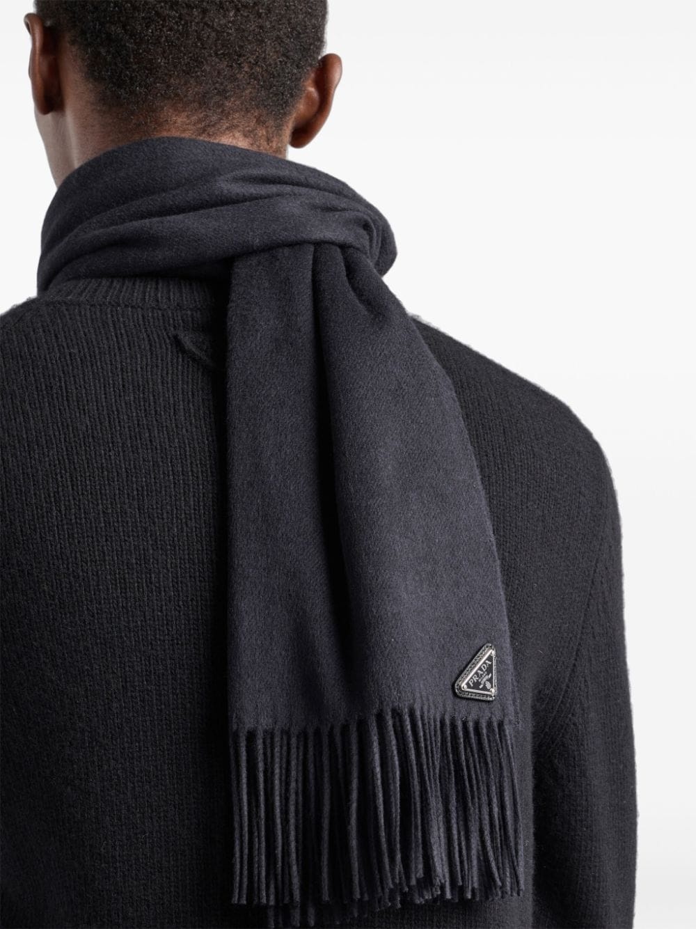 logo-plaque silk-cashmere scarf - 3