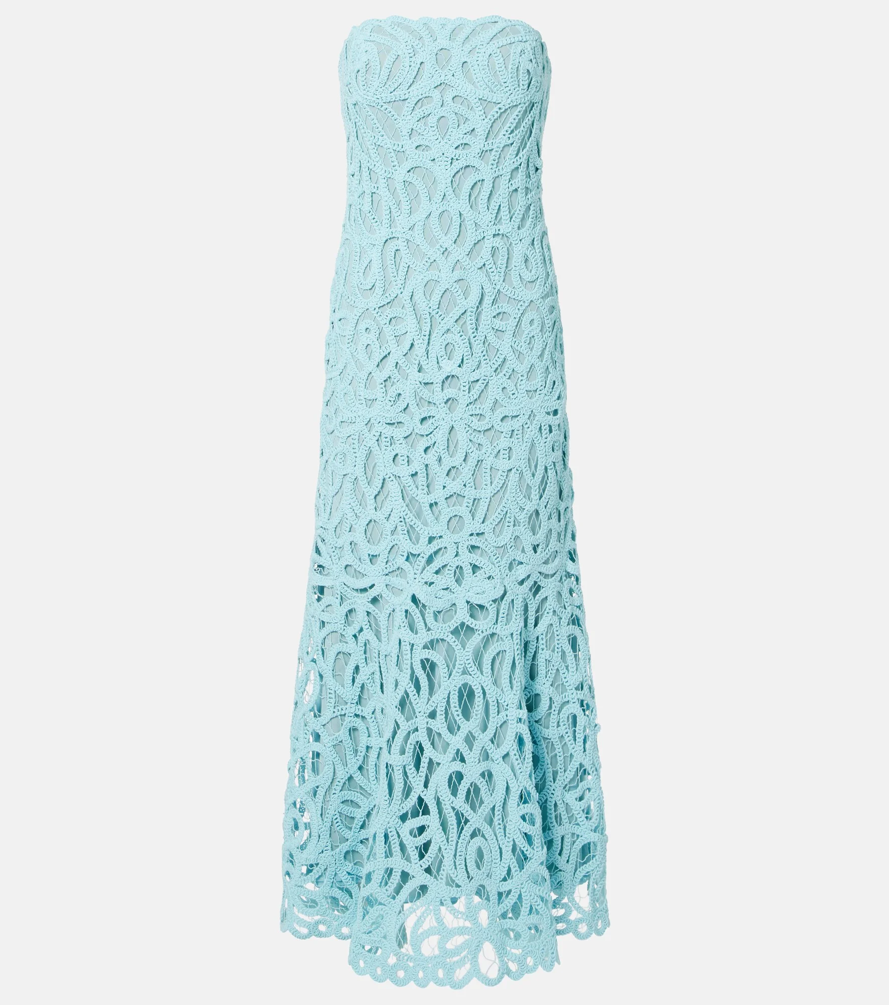 Lace guipure cotton-blend bustier dress - 1