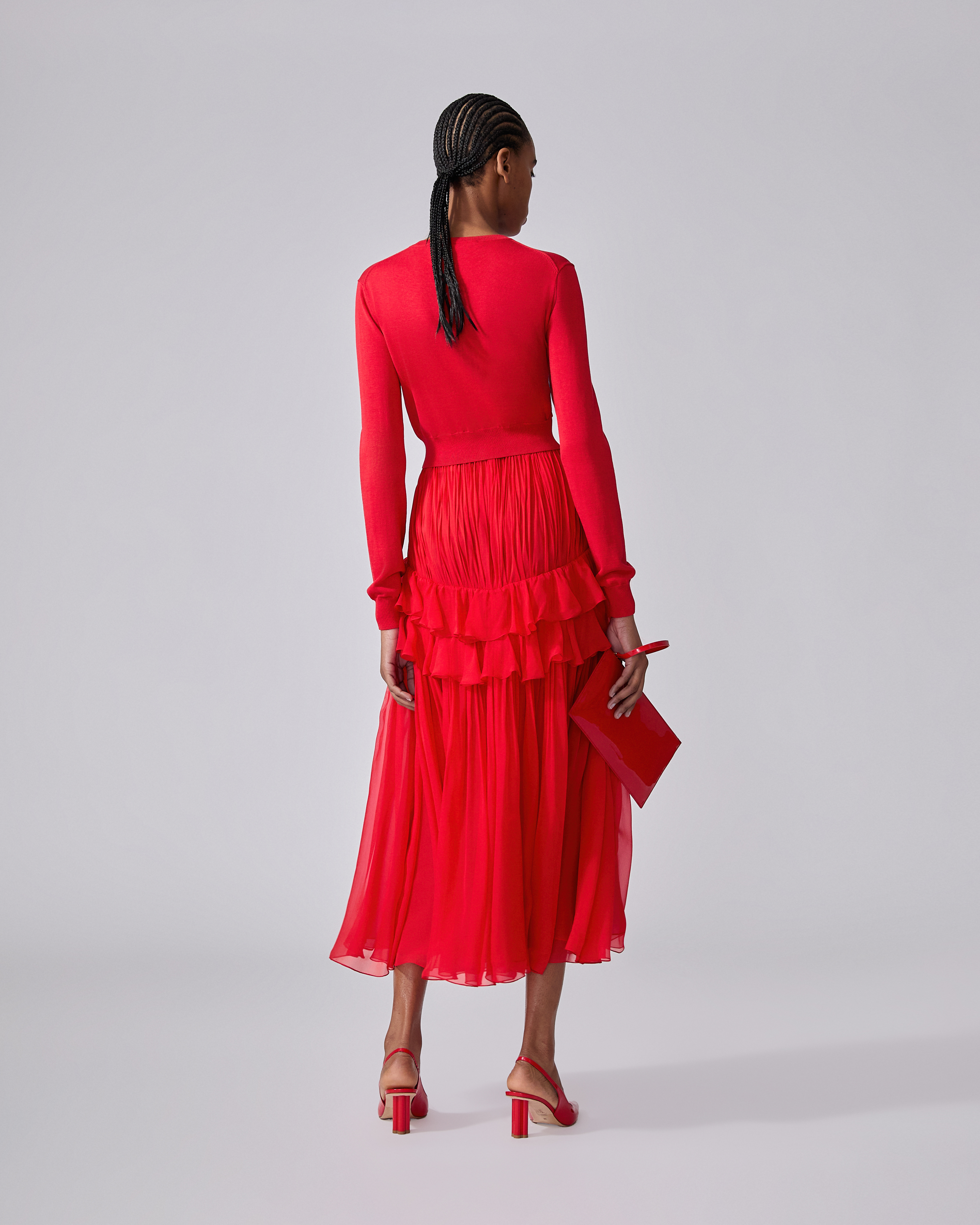 Pleated Chiffon Midi Skirt - 3