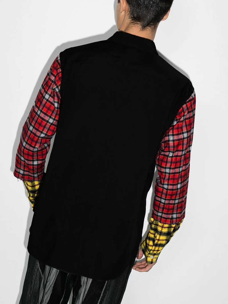tartan-sleeve buttoned shirt 3
