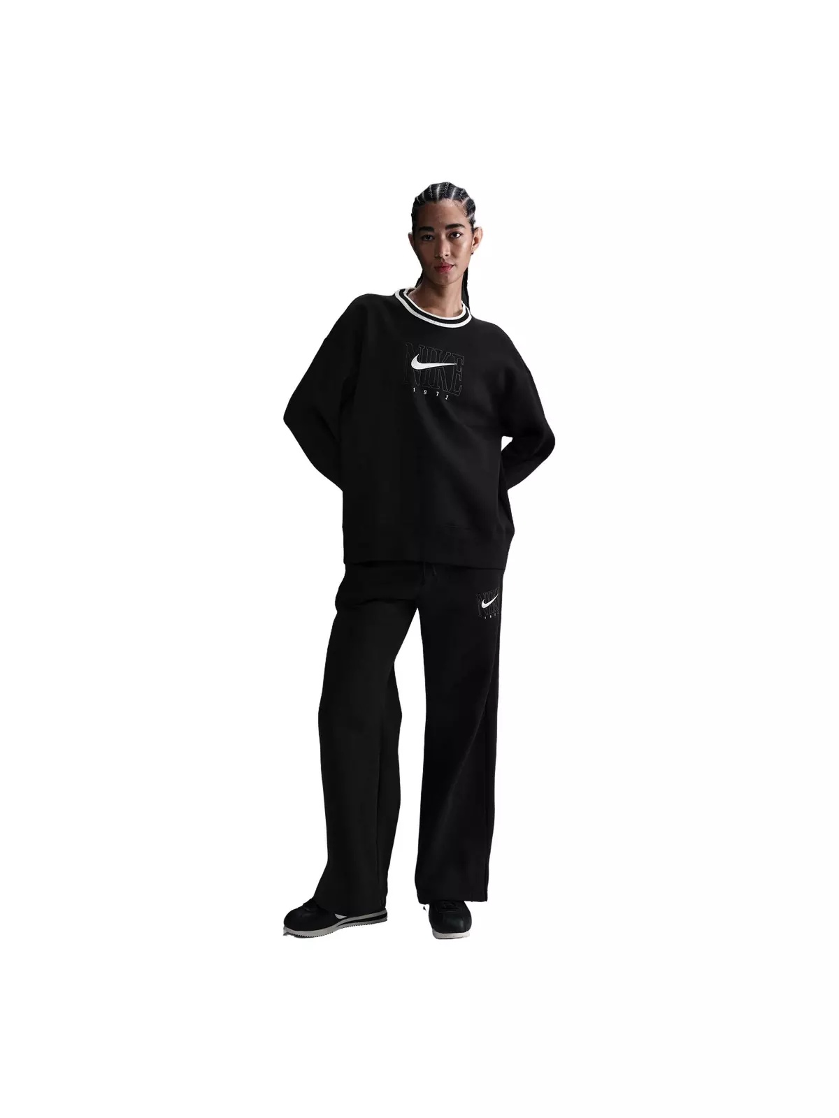 Women's Sportswear Phoenix Fleece Oversized Graphic Crew-Neck Sweatshirt-Black - 4