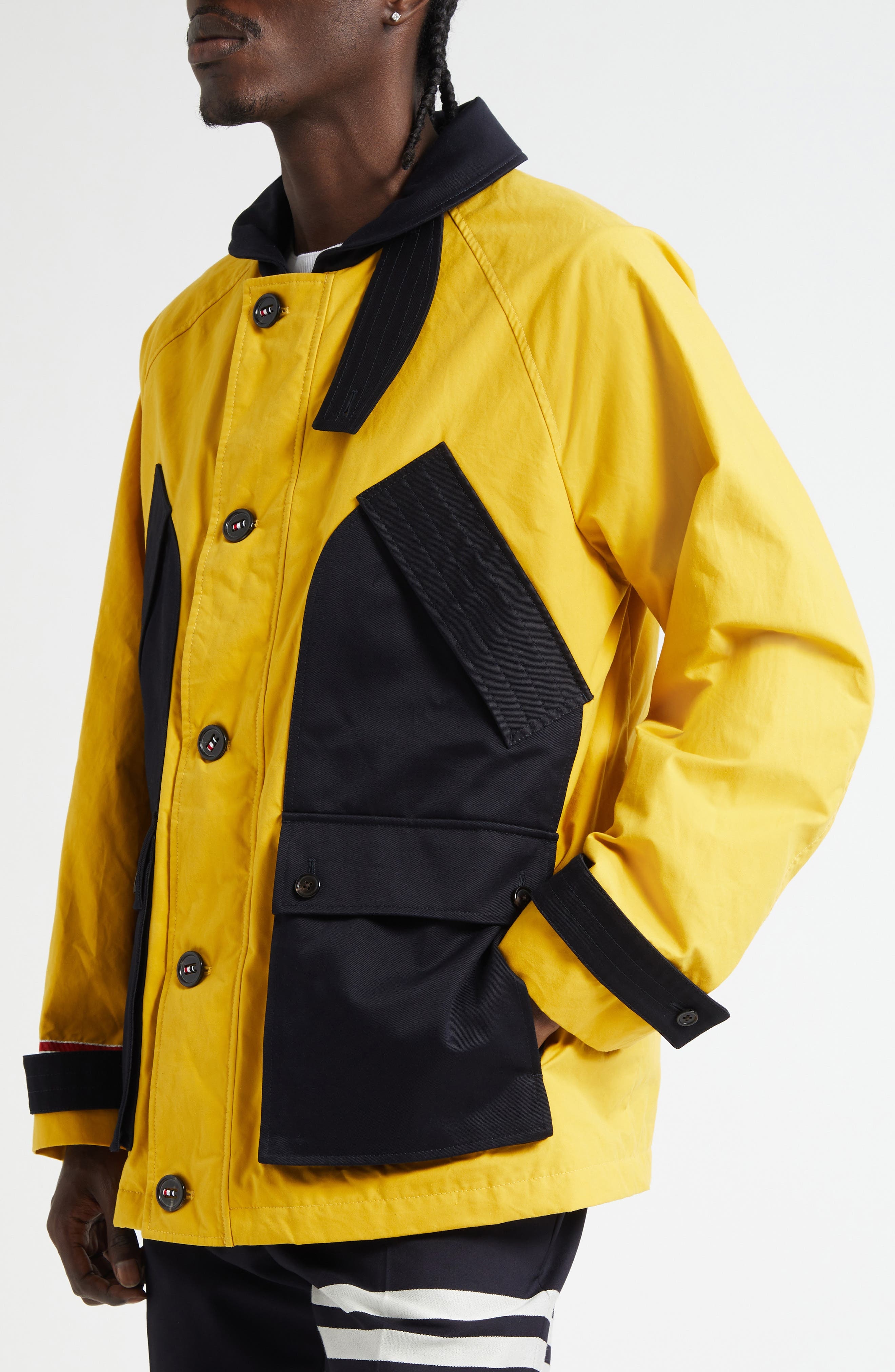 Thom Browne Crop Shawl Collar Field Jacket in Yellow at Nordstrom - 4