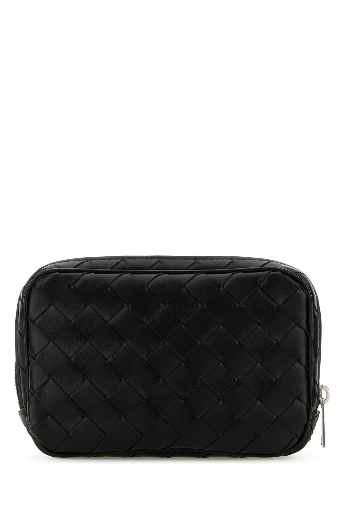 Bottega Veneta Men Black Leather Small Intrecciato Beauty Case - 3