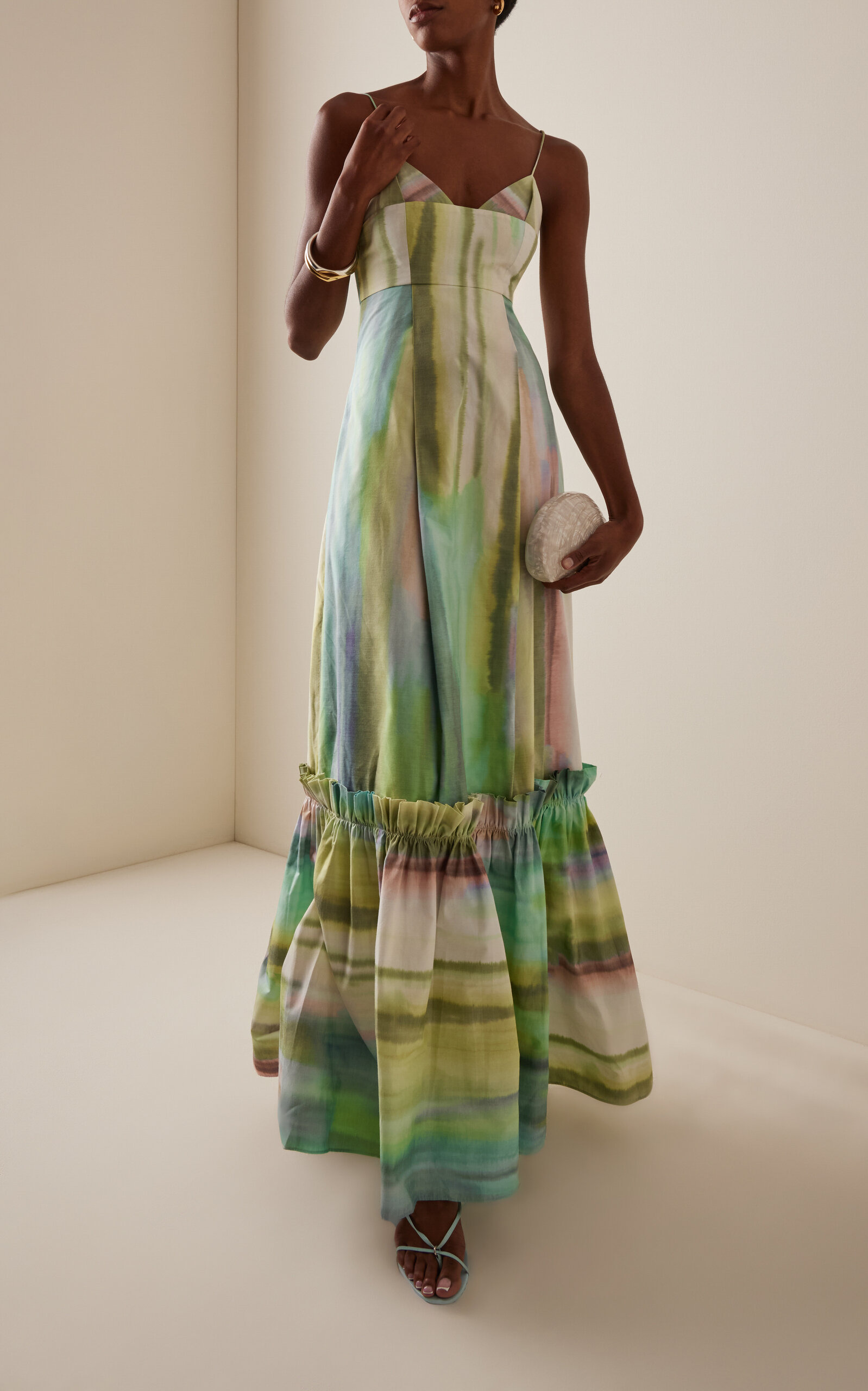 Danelle Printed Cotton-Blend Maxi Dress green - 2