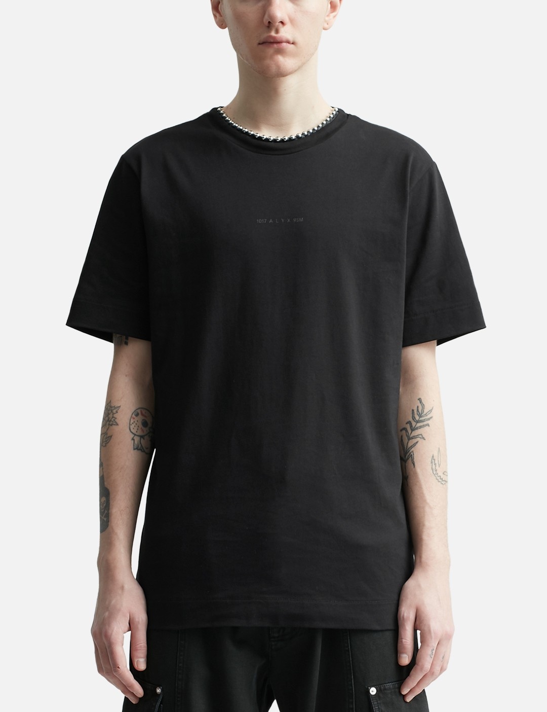 hardware-embellished collar cotton T-shirt - 5