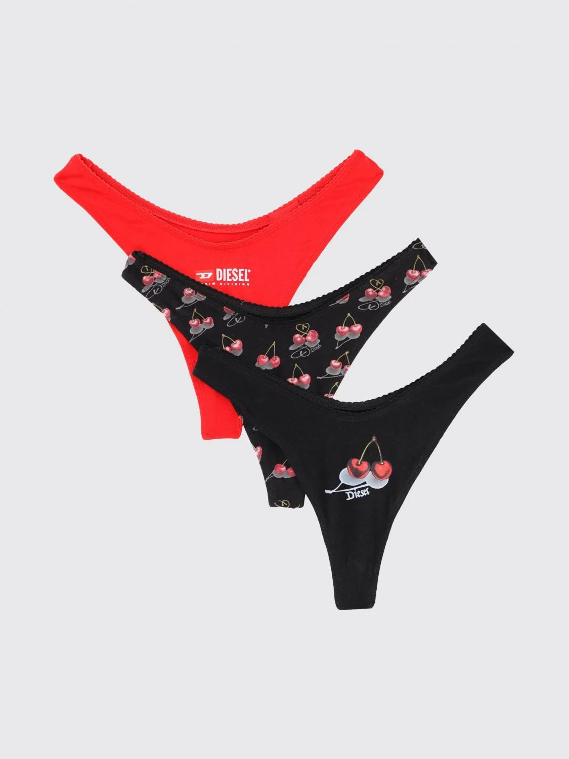 DIESEL Set of 3 Printed Cotton Briefs with Cherry Logo - 1