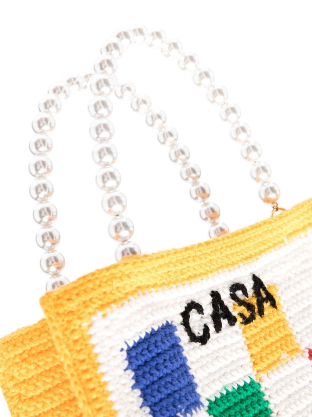 checked crochet-knit tote bag - 3
