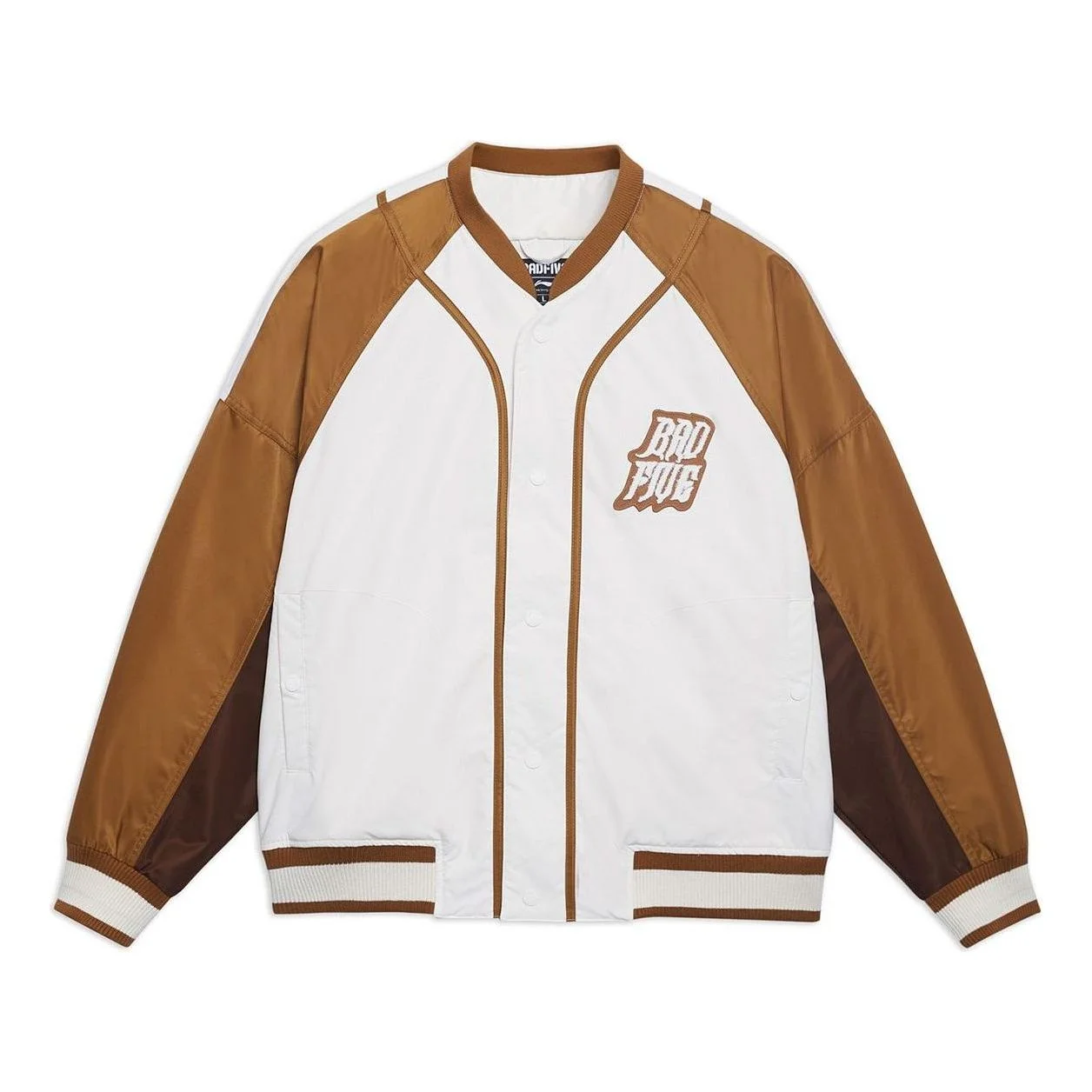 Li-Ning BadFive Graphic Baseball Jacket 'White Brown' AJMT017-4 - 1