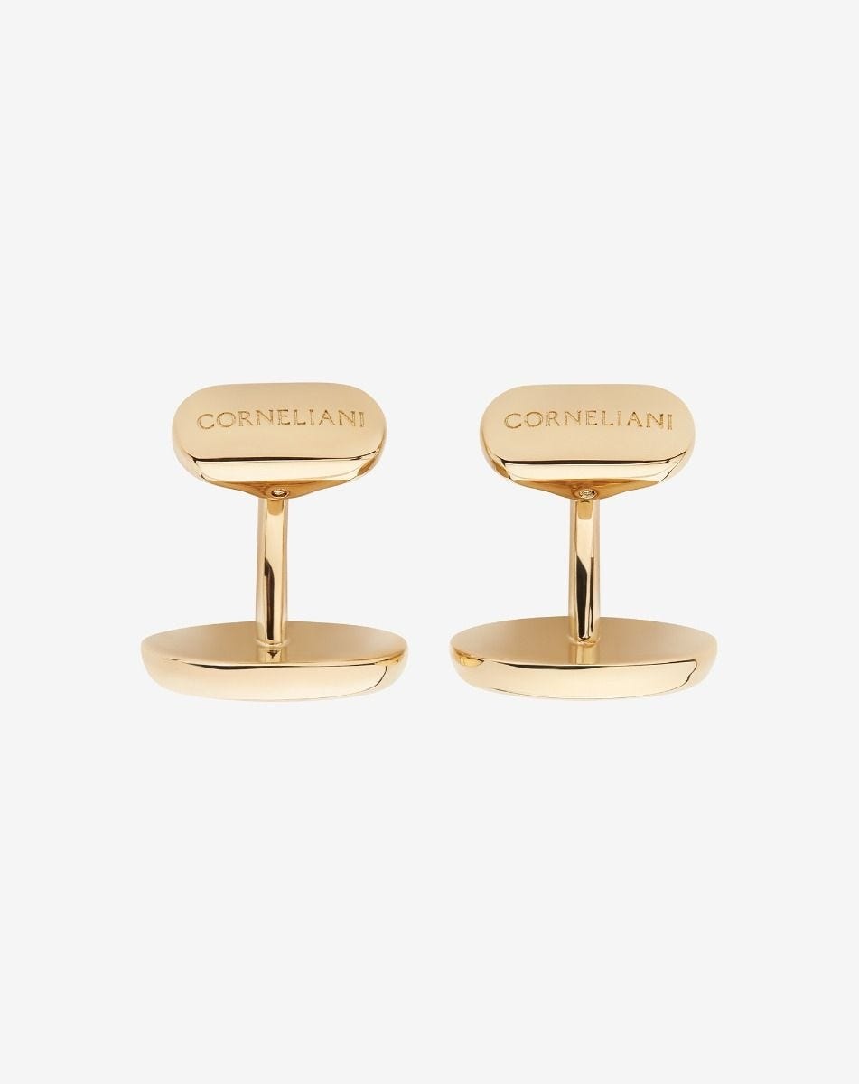 Gold-tone brass cufflinks with mother of pearl - 1