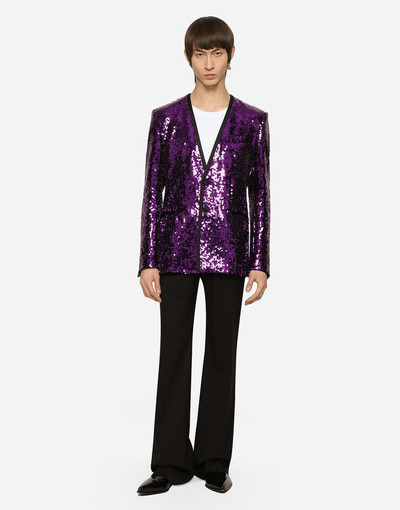 Dolce & Gabbana Sequined Sicilia-fit jacket with satin piping outlook
