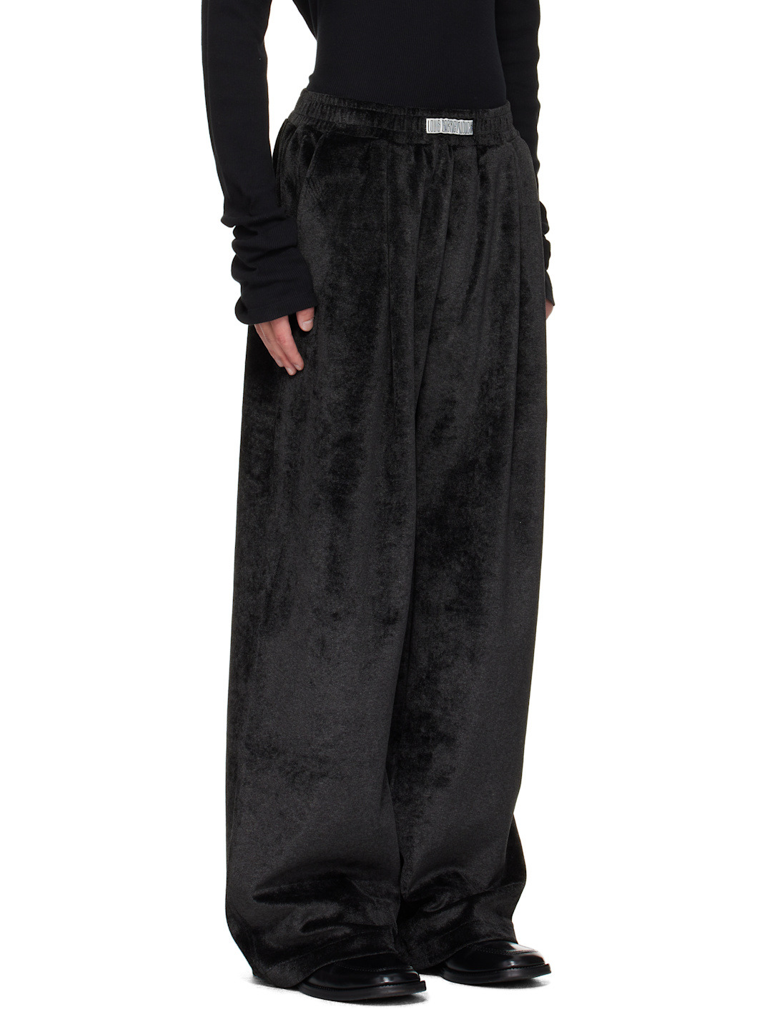Black Large Pleats Sweatpants - 2