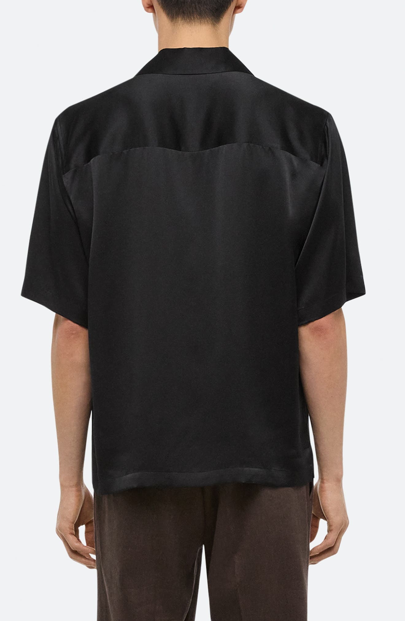 Helmut Lang Boxy Silk Camp Shirt in Black at Nordstrom - 3