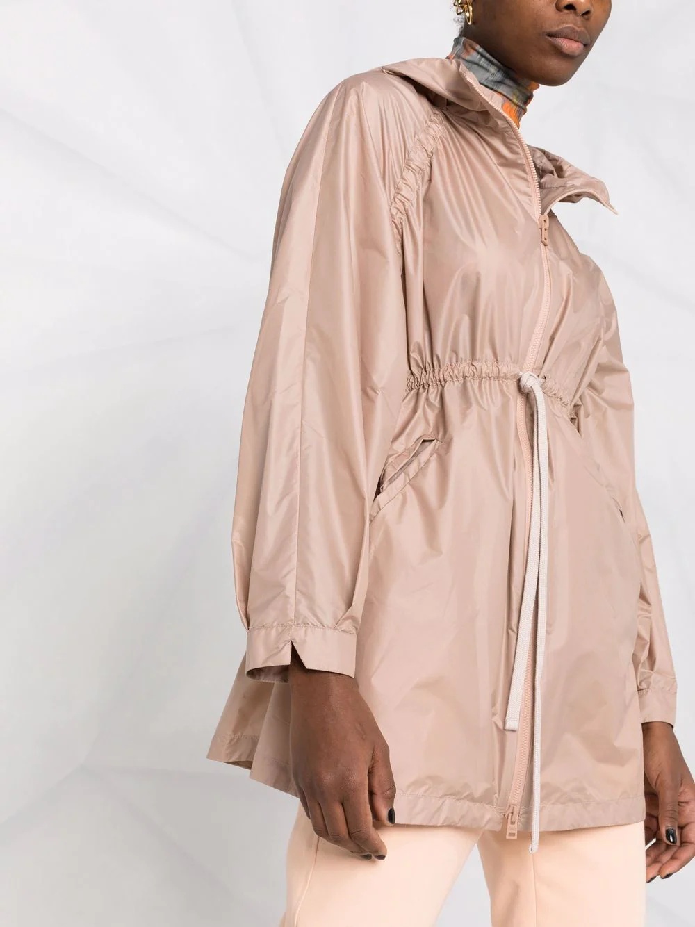 drawstring-waist hooded jacket - 3