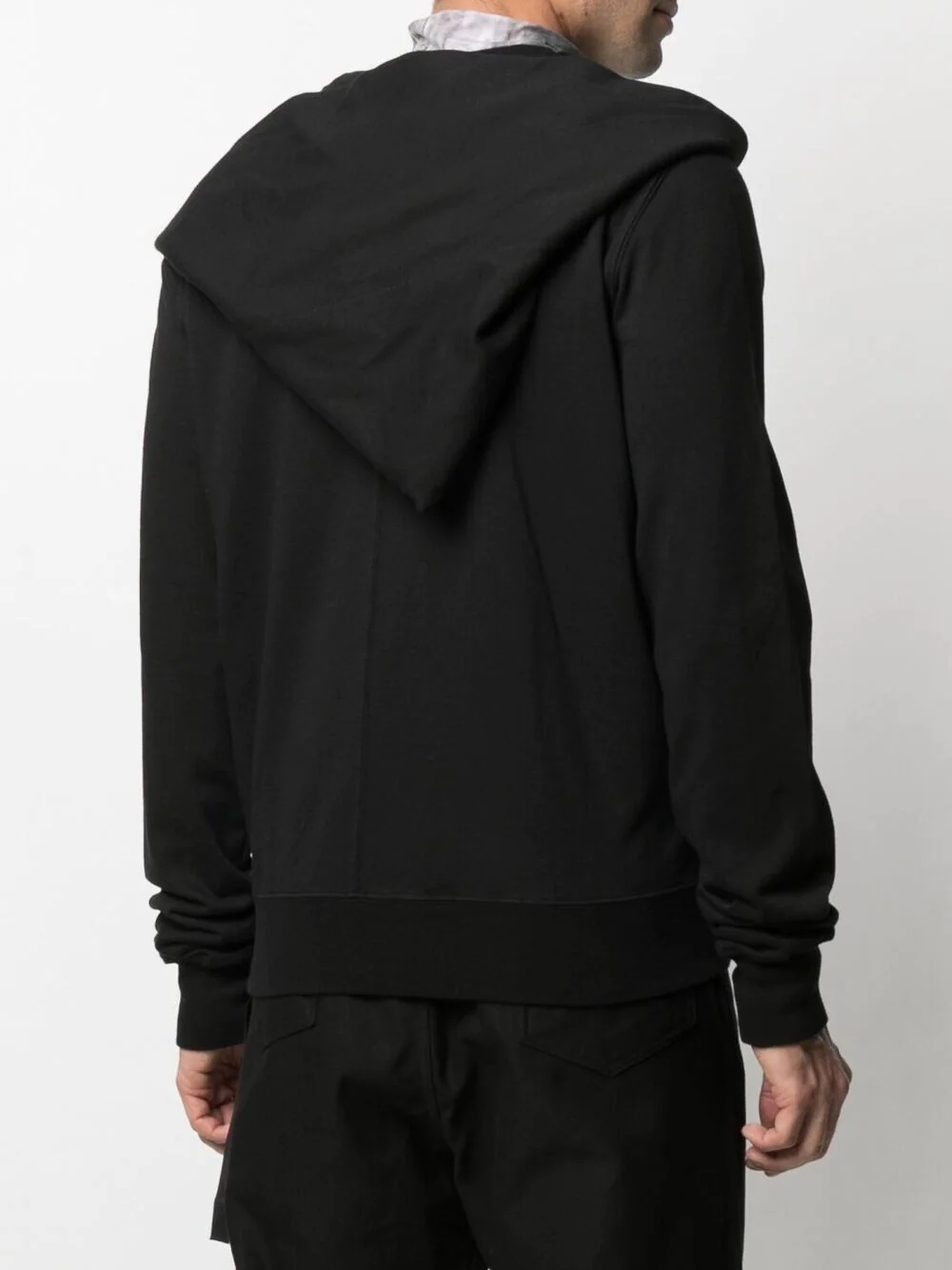 asymmetric draped-collar hoodie - 4