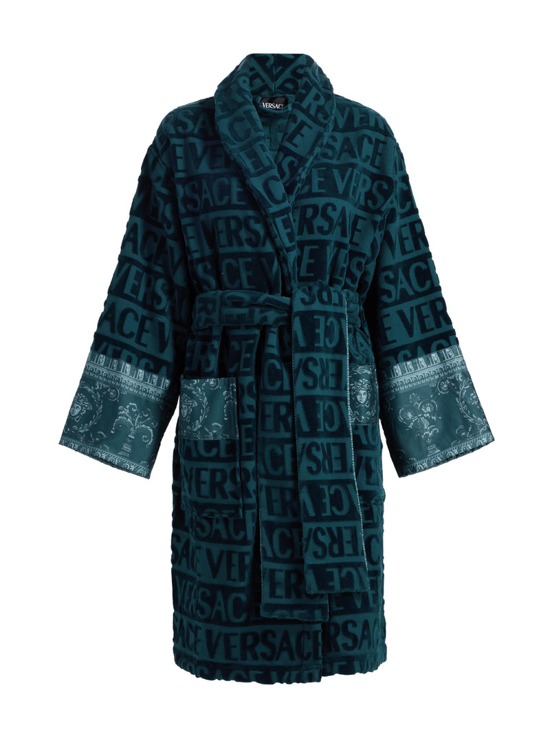 Women's Baroque Terry Cotton Bathrobe - Petrol Blue 1
