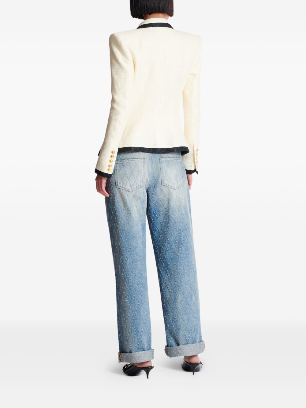 two-tone fitted jacket - 4
