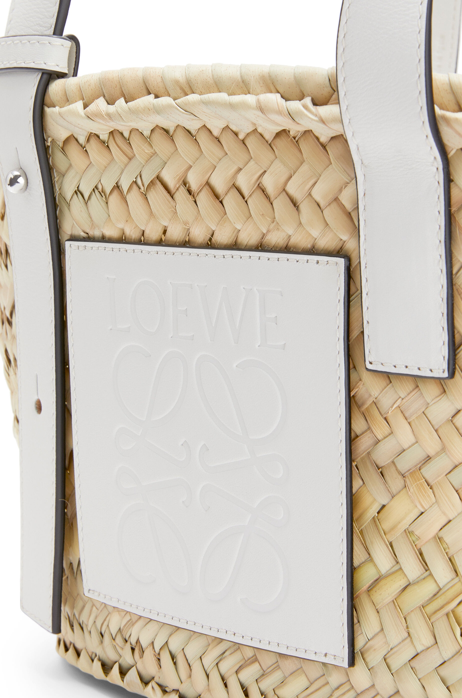 Loewe Small Basket bag in palm leaf and calfskin | REVERSIBLE