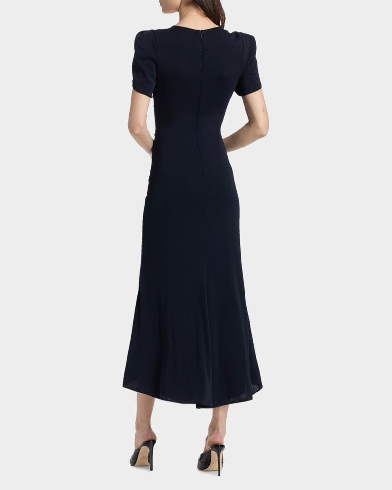 Aviva Gathered Tulip-Sleeve Midi-Dress 3