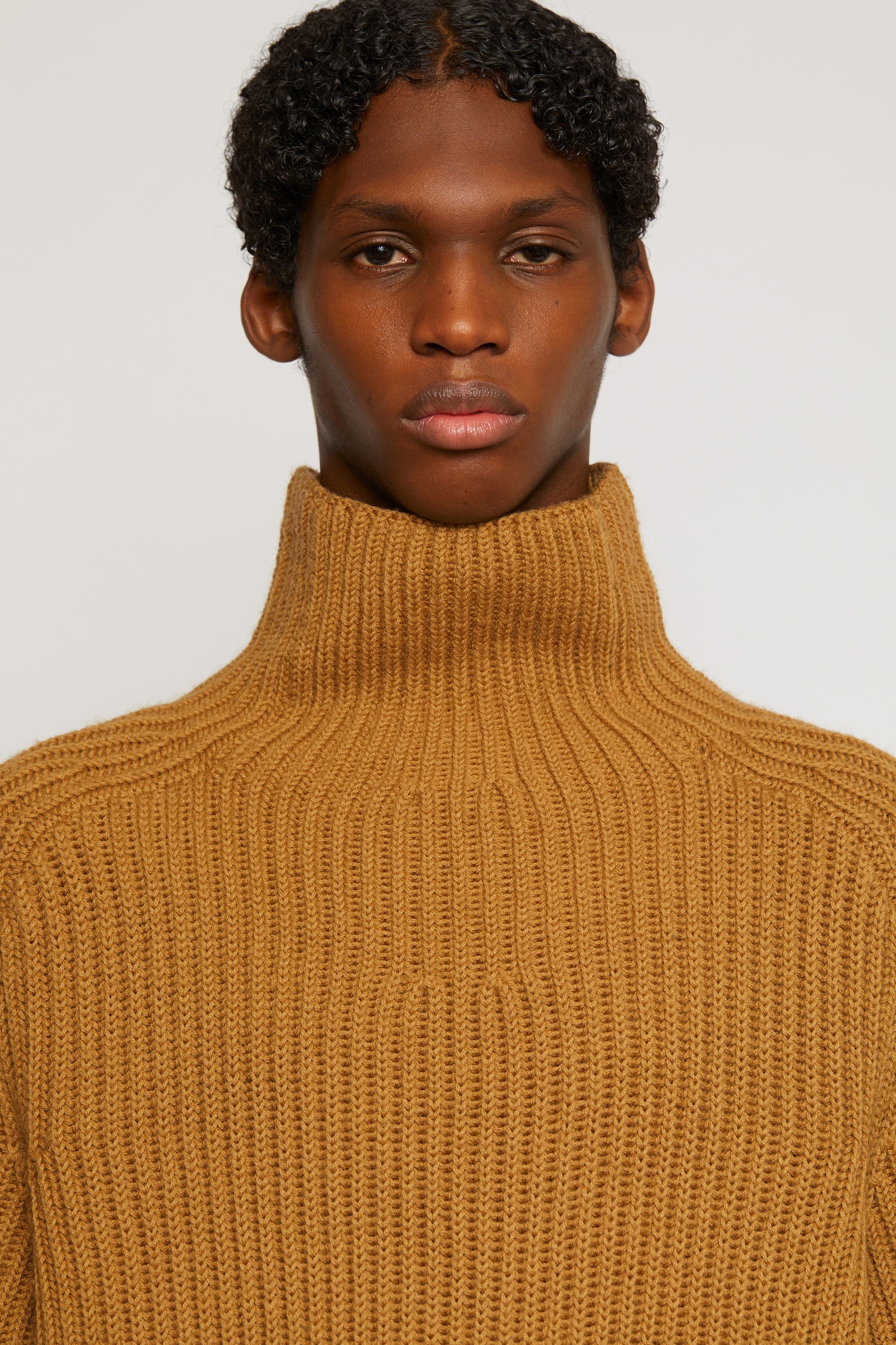 Ribbed roll neck sweater hazel beige - 5