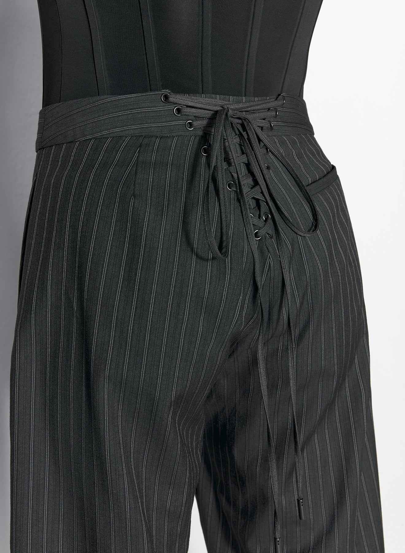 pinstripe laced up tailored trousers - 5
