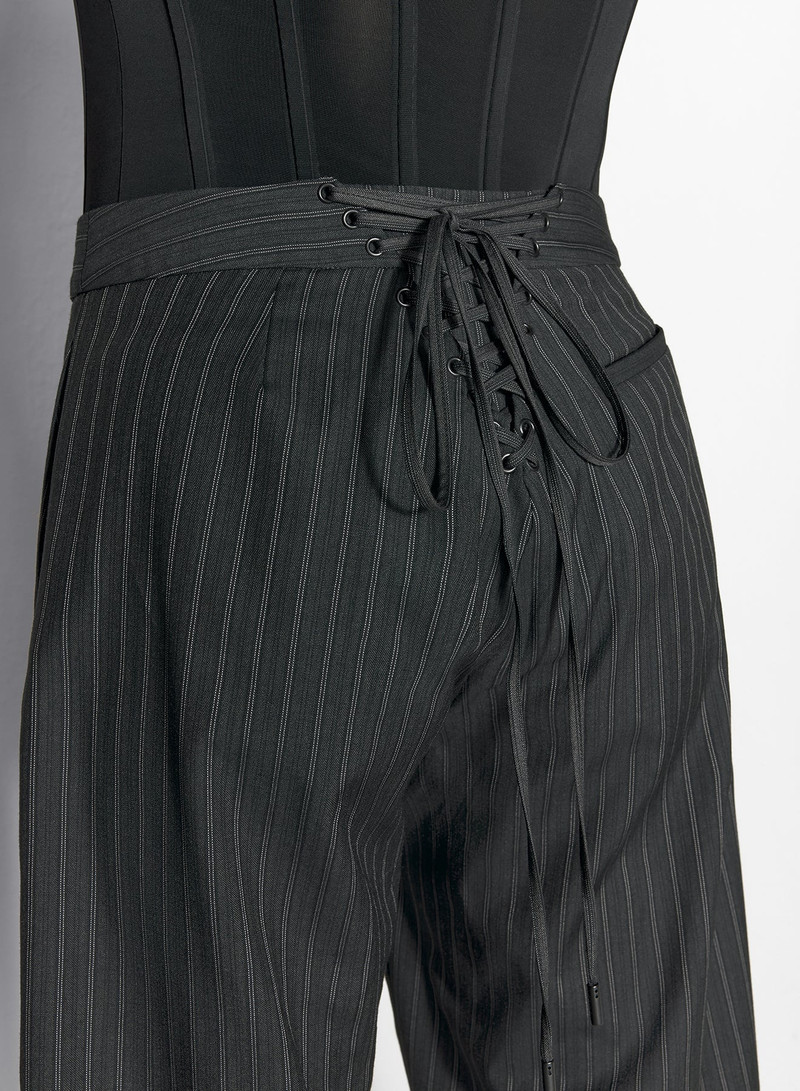 pinstripe laced up tailored trousers 5