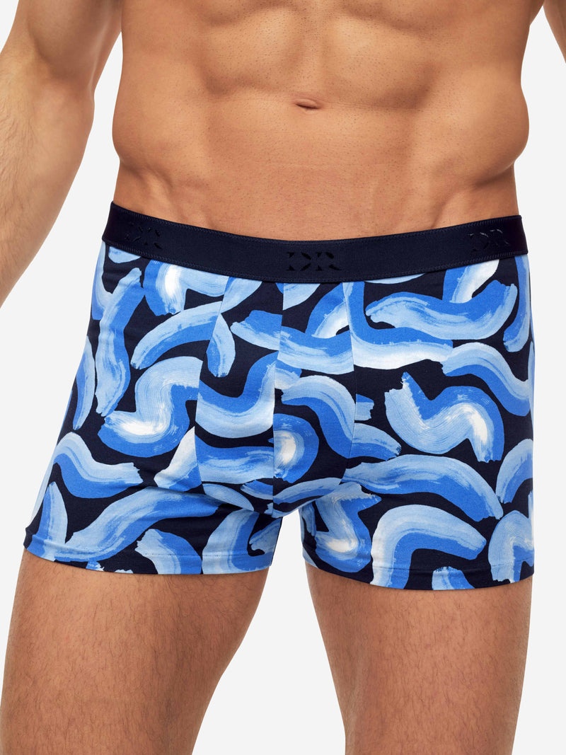 Men's Boxer Briefs Brushstroke Pima Cotton Stretch Navy - 2