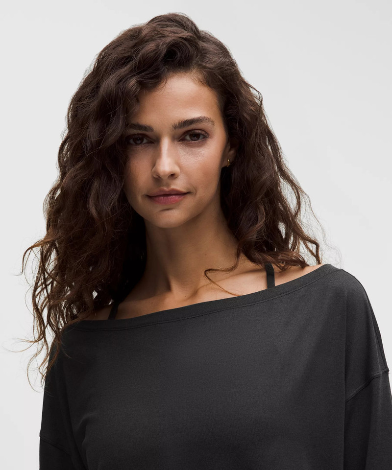 Softy Suedey Relaxed Boatneck Long-Sleeve Shirt 4