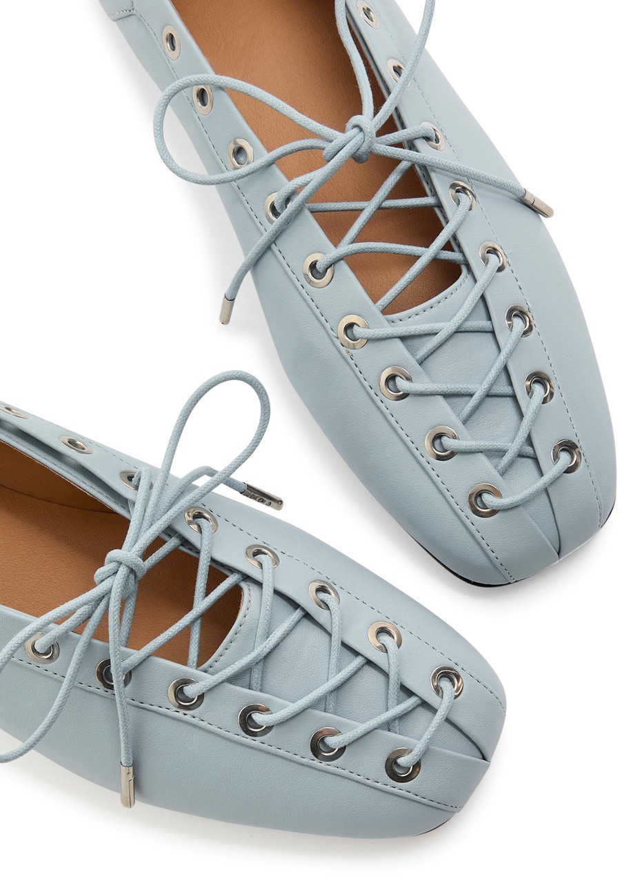 Ganni Eyelet-embellished Faux Leather Ballet Flats - 3