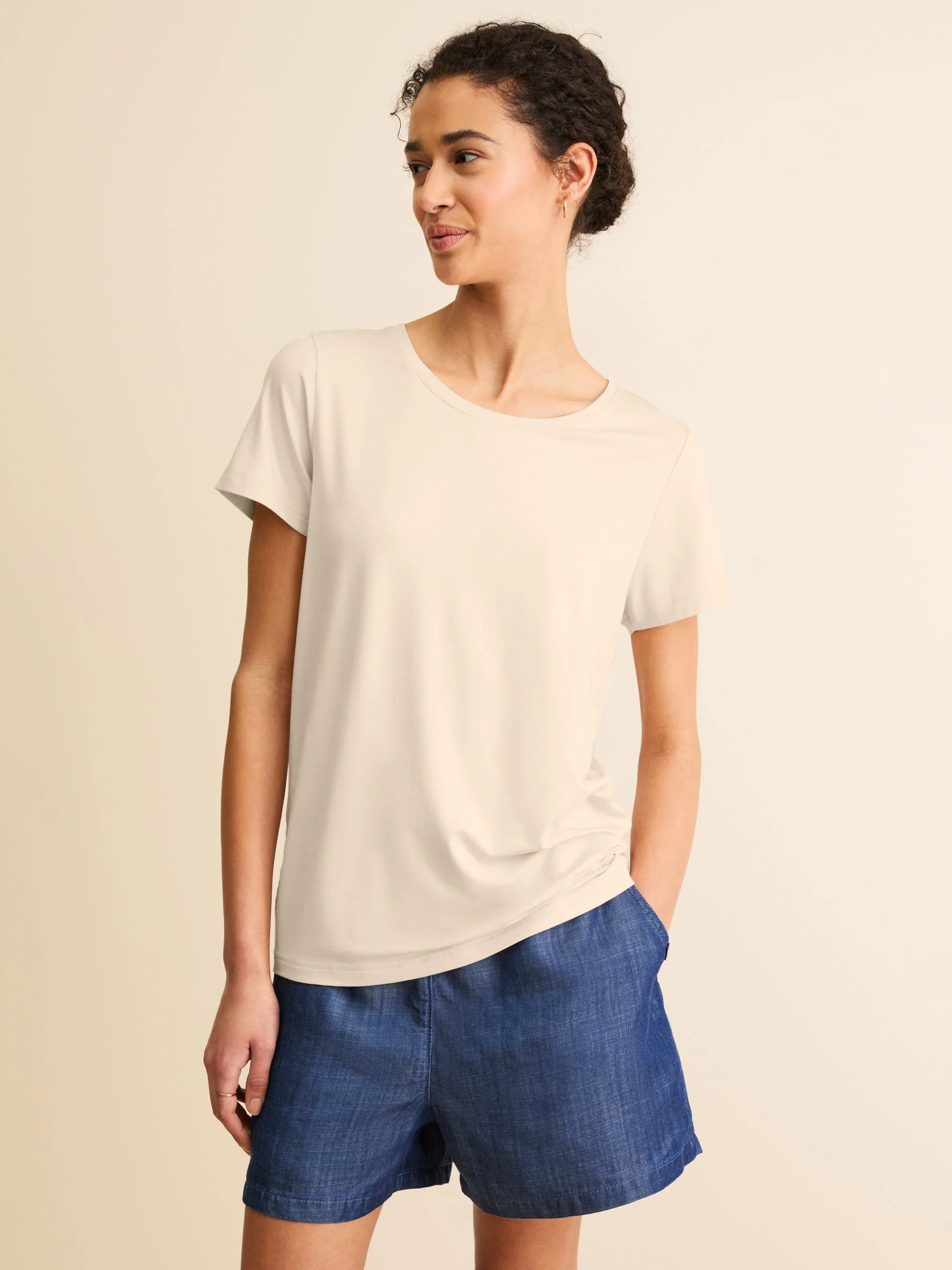 Women's T-Shirt Lara Micro Modal Stretch Champagne - 1
