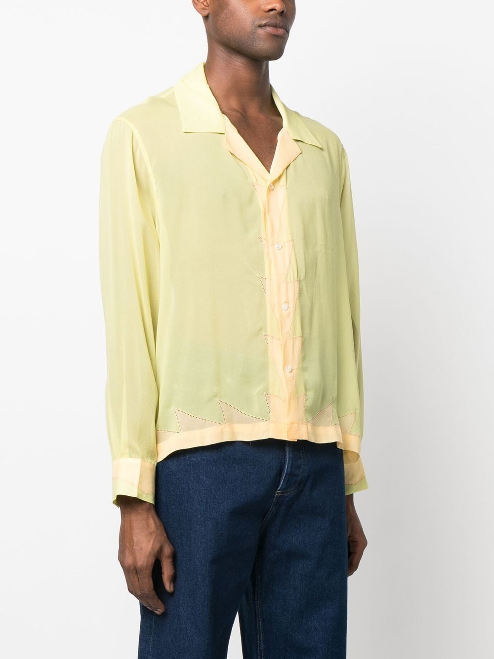 geometric-panneled silk shirt - 3