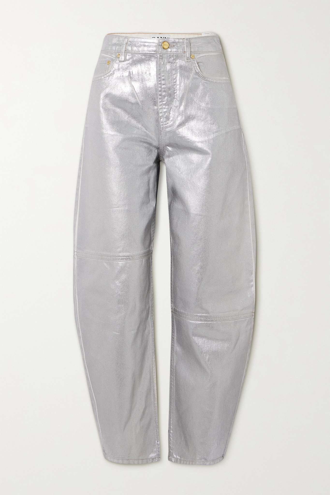 Metallic high-rise tapered organic jeans - 1