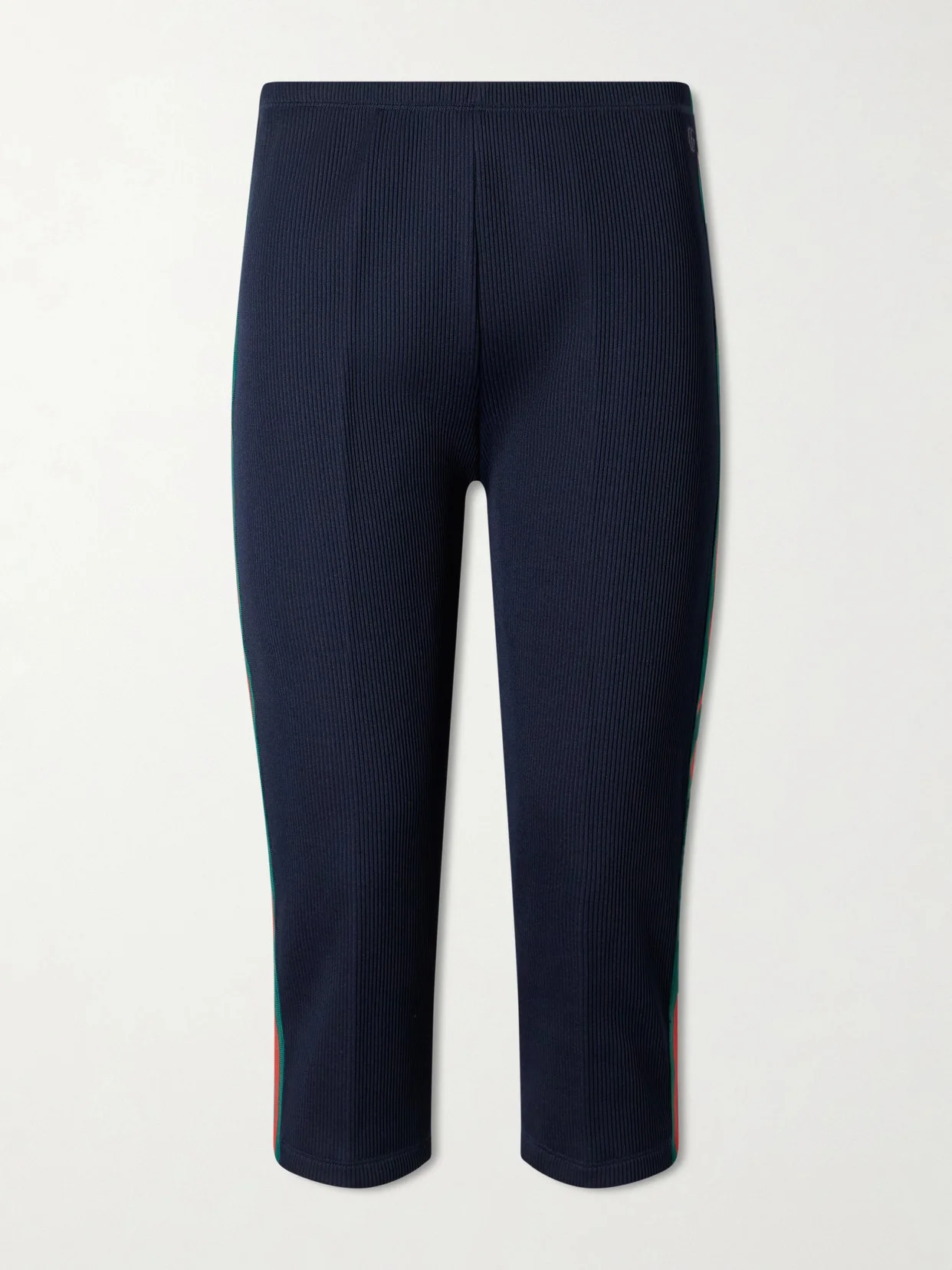 Web-trimmed Ribbed Skinny-leg Capri Pants - 1