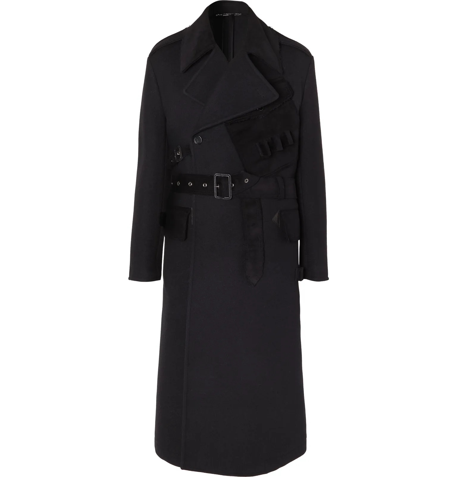 Oversized Double-Breasted Suede-Trimmed Virgin Wool and Cotton-Blend Coat - 1