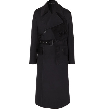 Dolce & Gabbana Oversized Double-Breasted Suede-Trimmed Virgin Wool and Cotton-Blend Coat outlook